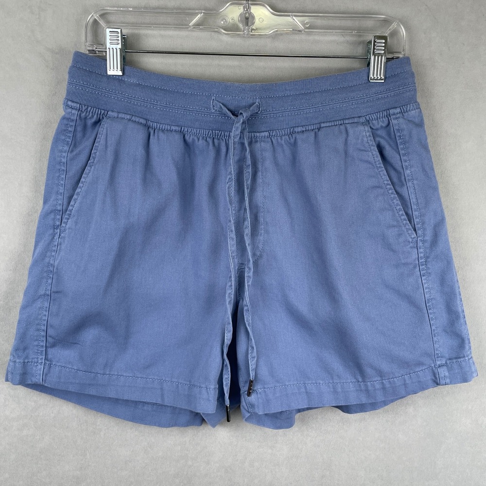 Orvis Classic Cozee Blue Cotton Lyocell Drawstring Utility Shorts Womens Small